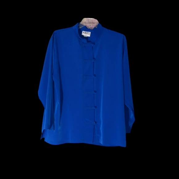 Ariel Vintage Blue Flowy Blouse Size 1X - Picture 3 of 9